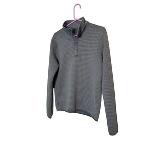 Rhone Pullover Mens Small Gray Waffle Knit Snap Mock Neck Long Sleeve Athletic